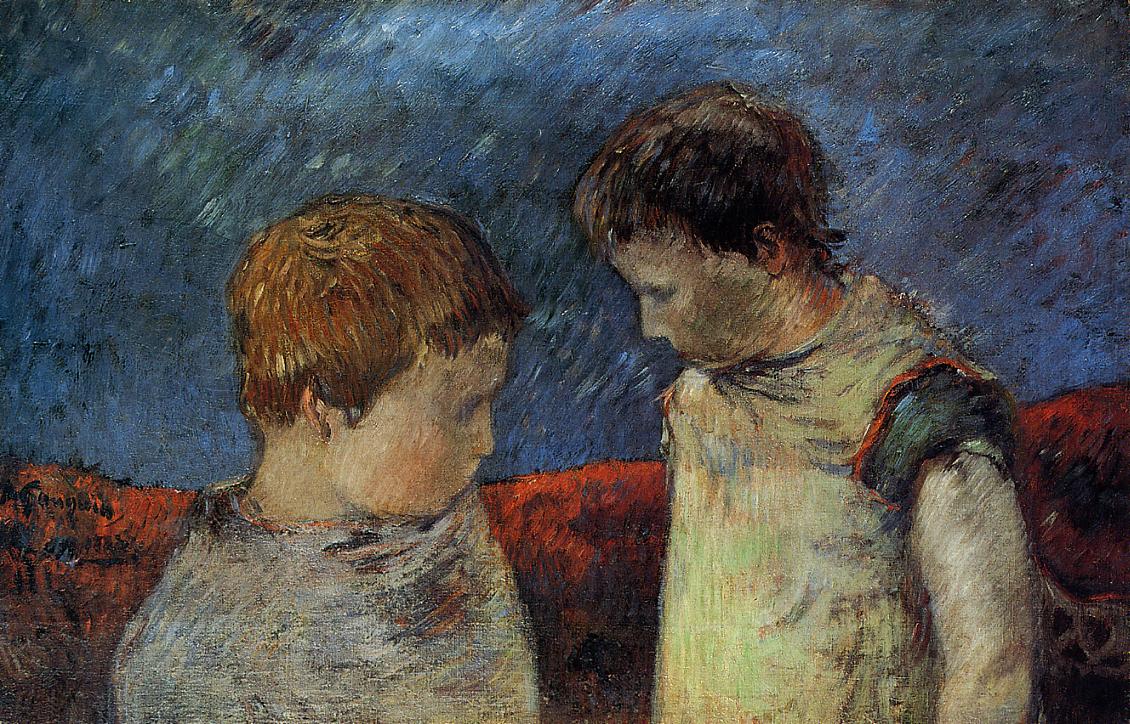 Aline Gauguin and One of Her Brothers - Paul Gauguin Painting